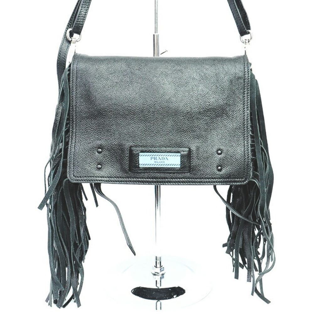 Prada Fringe Crossbody Shoulder Bag Etiquette Black Astral